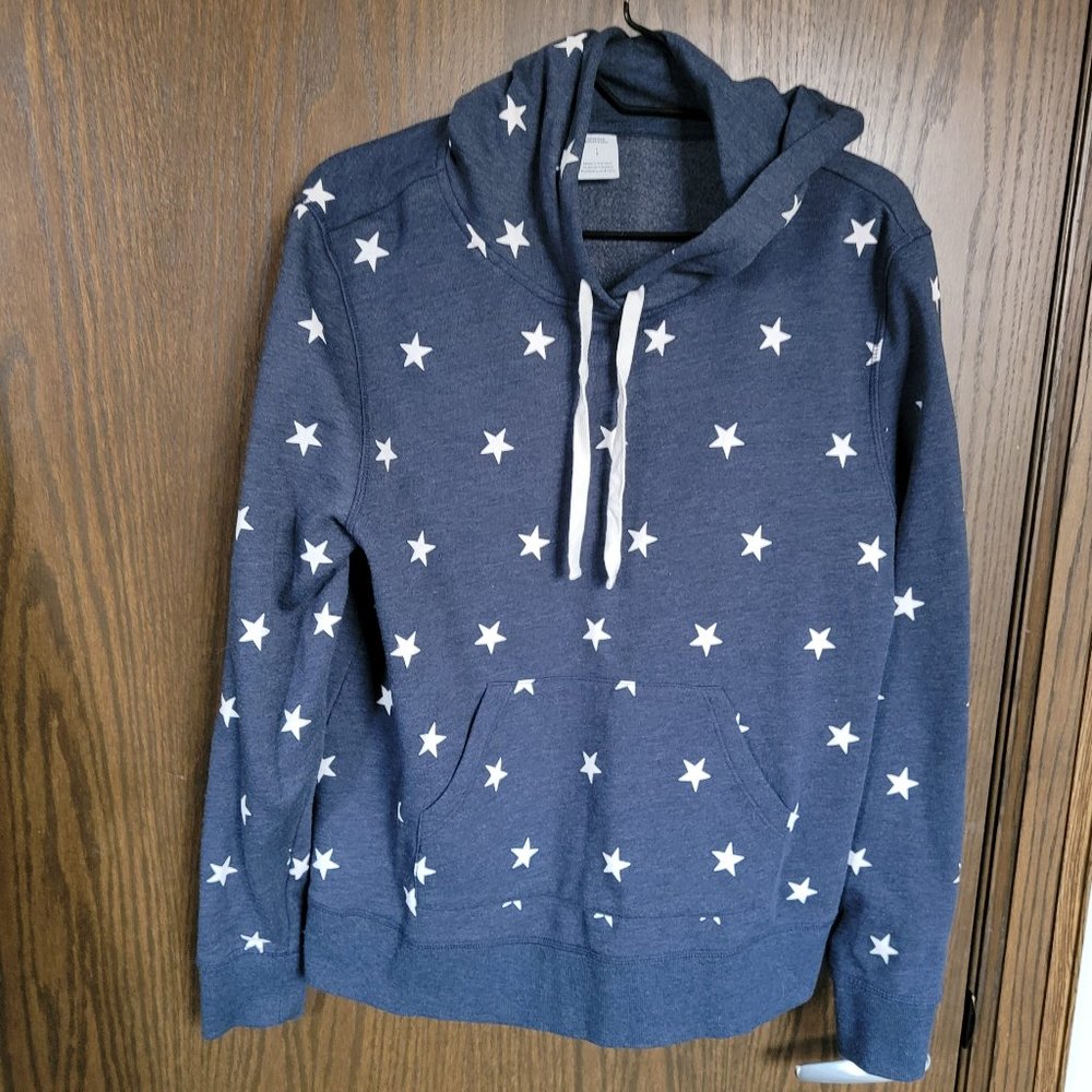 Amazon Essentials Navy Blue Stars Hoodie Size Large